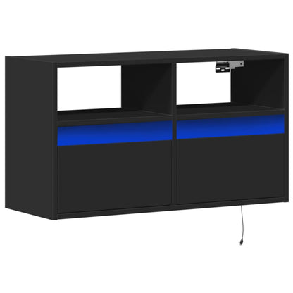 TV-Møbel Svart Tv-benk med LED 80x31x45 cm