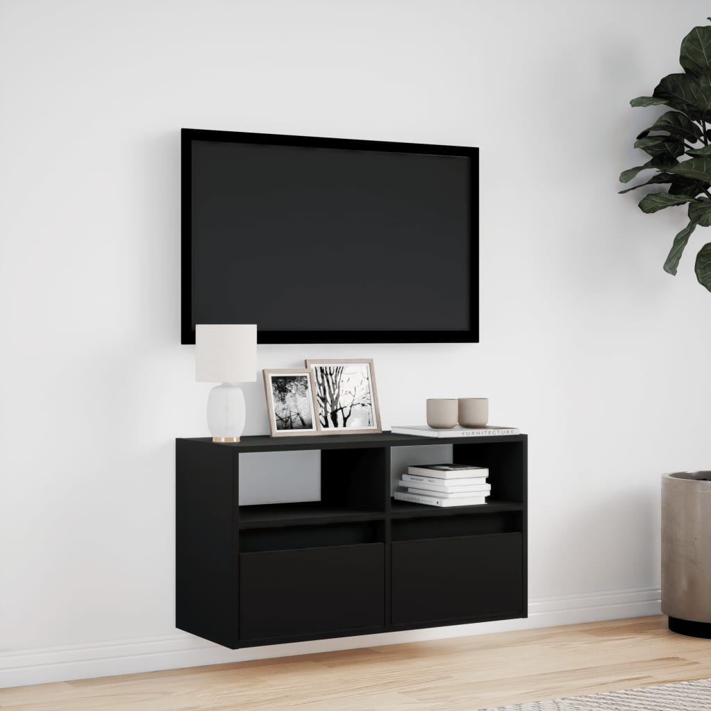 TV-Møbel Svart Tv-benk med LED 80x31x45 cm