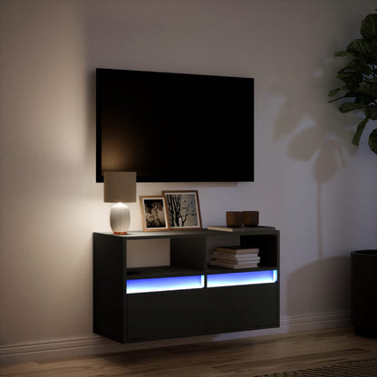 TV-Møbel Svart Tv-benk med LED 80x31x45 cm