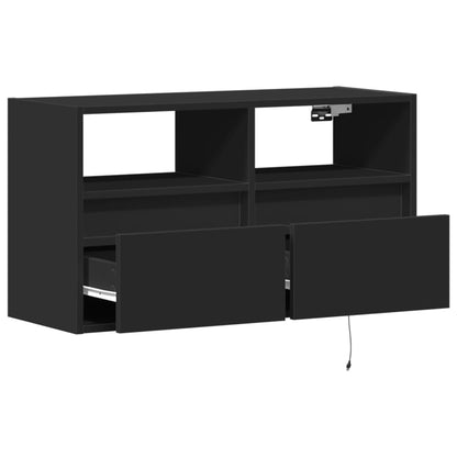 TV-Møbel Svart Tv-benk med LED 80x31x45 cm