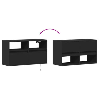 TV-Møbel Svart Tv-benk med LED 80x31x45 cm