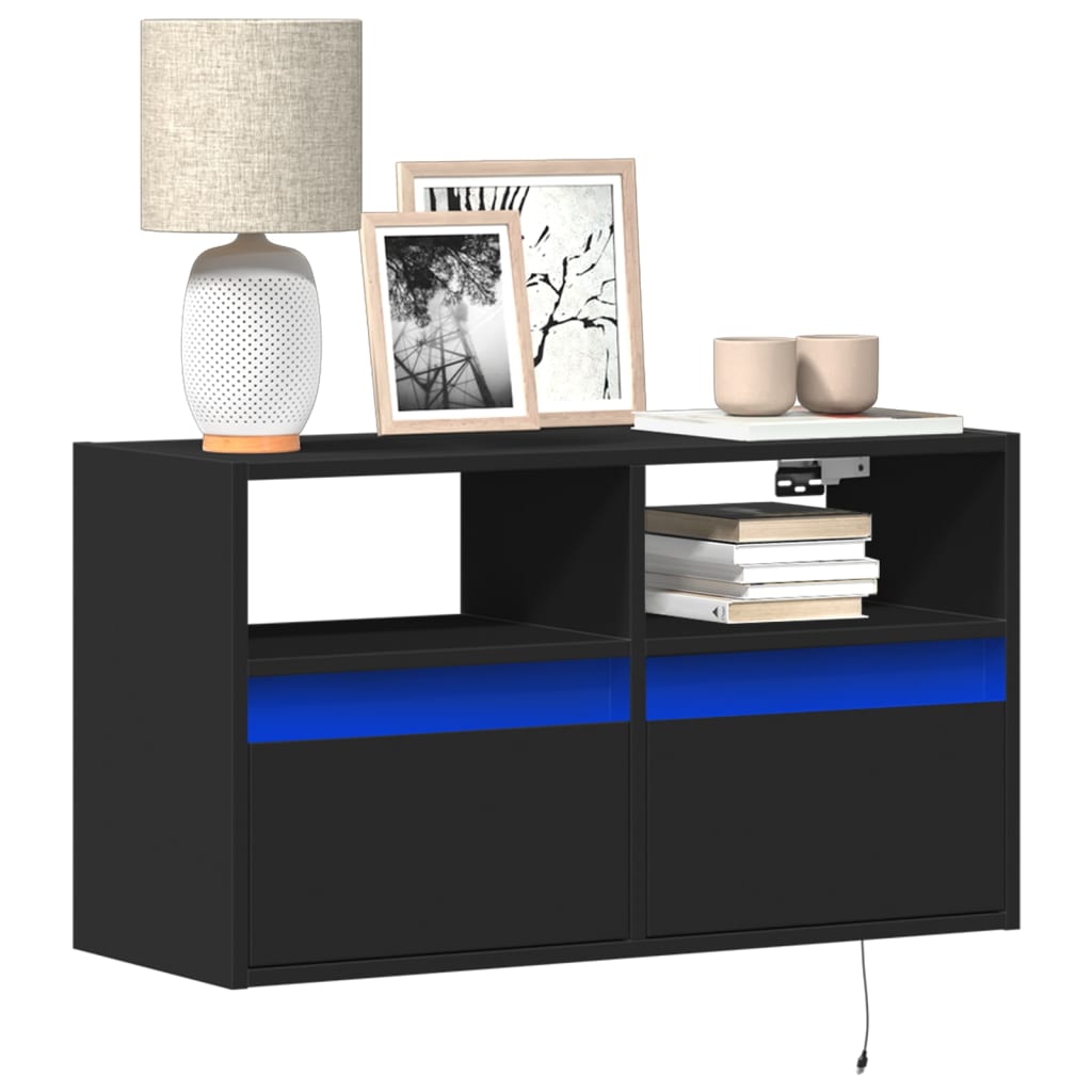 TV-Møbel Svart Tv-benk med LED 80x31x45 cm
