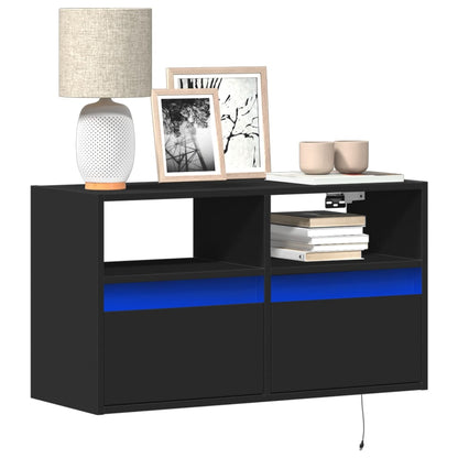 TV-Møbel Svart Tv-benk med LED 80x31x45 cm