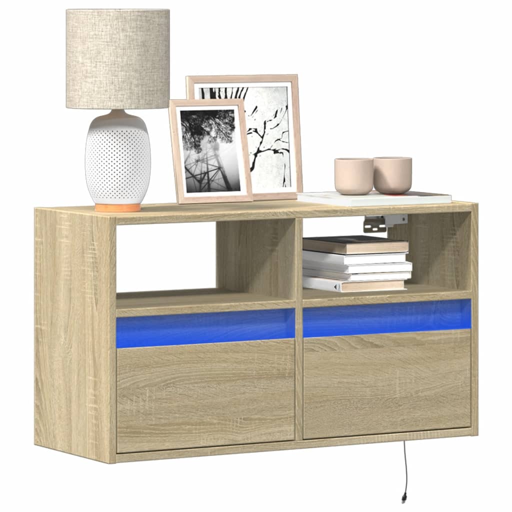 TV-Møbel Sonoma Eik Tv-benk med LED 80x31x45 cm