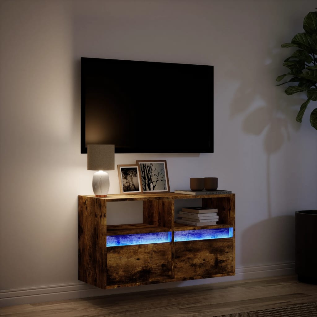 TV-Møbel Røyk Eik Tv-benk med LED 80x31x45 cm