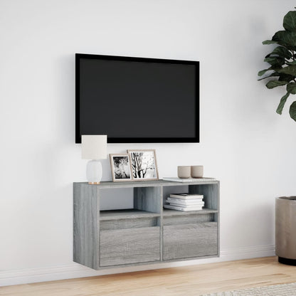 TV-Møbel Sonoma Grå Tv-benk med LED 80x31x45 cm