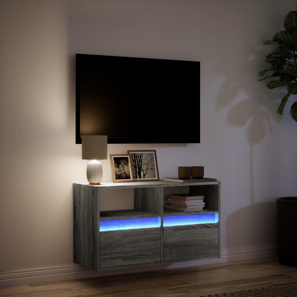 TV-Møbel Sonoma Grå Tv-benk med LED 80x31x45 cm