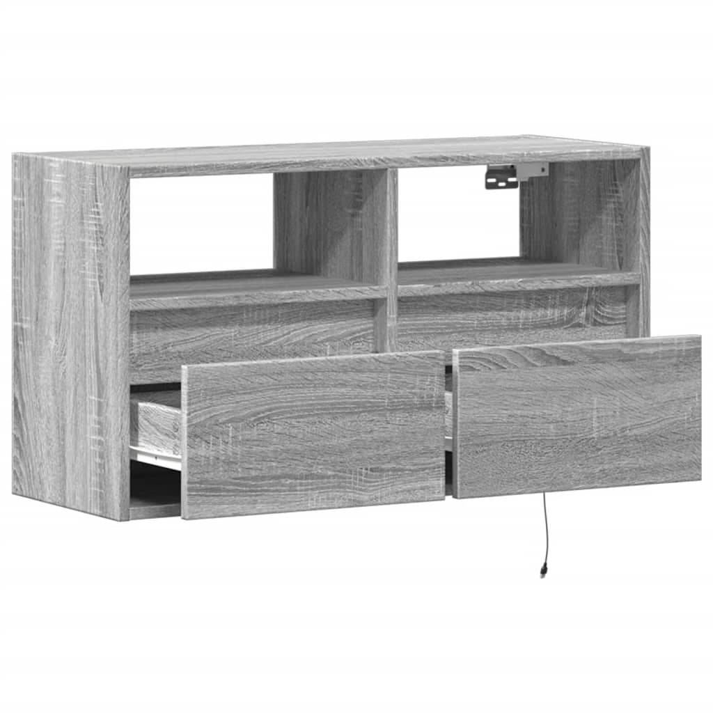 TV-Møbel Sonoma Grå Tv-benk med LED 80x31x45 cm