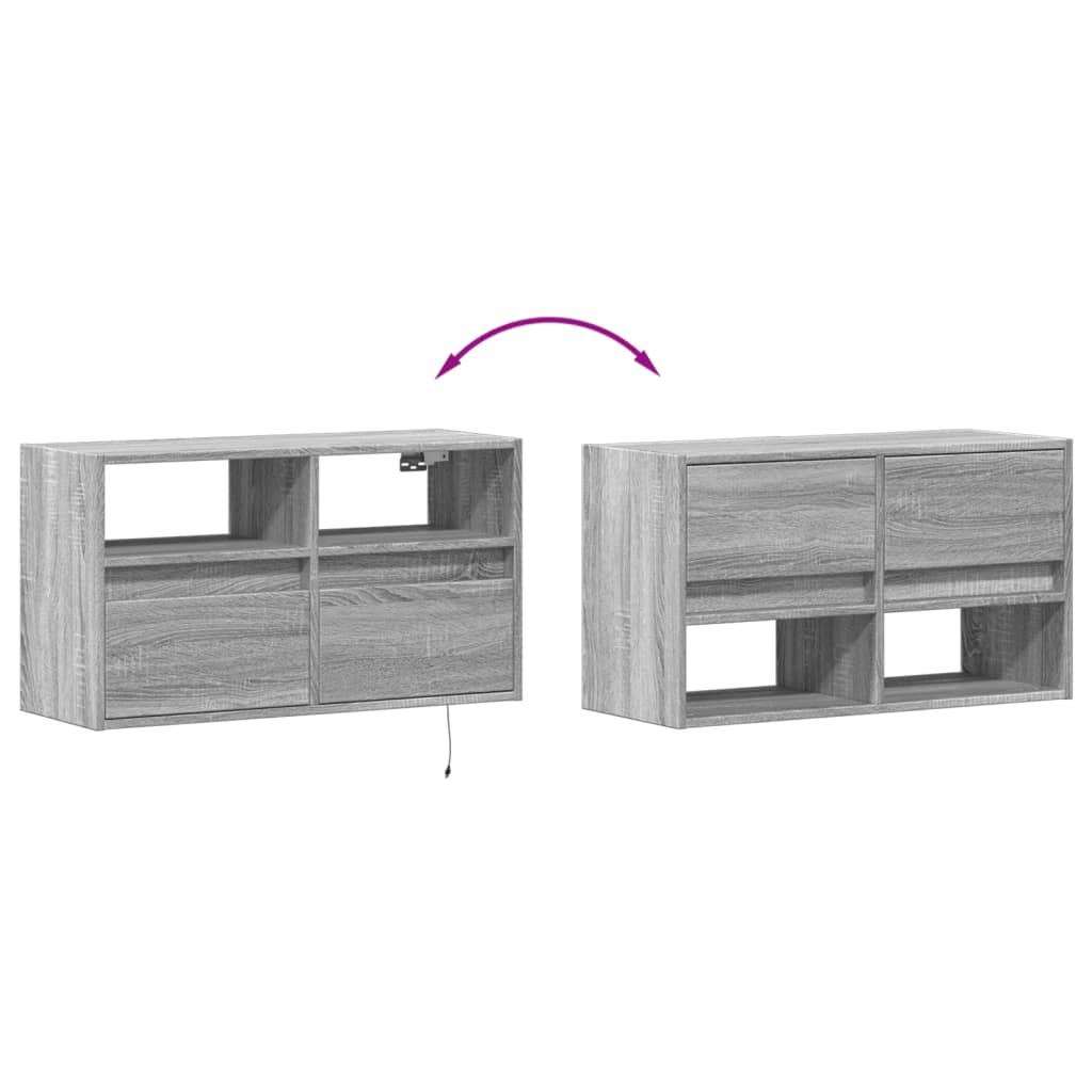 TV-Møbel Sonoma Grå Tv-benk med LED 80x31x45 cm