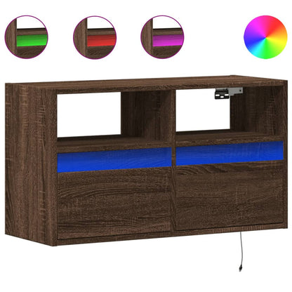 TV-Møbel Brun Eik Tv-benk med LED 80x31x45 cm