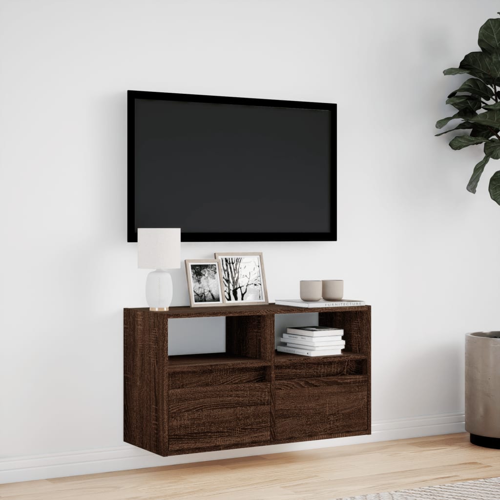 TV-Møbel Brun Eik Tv-benk med LED 80x31x45 cm