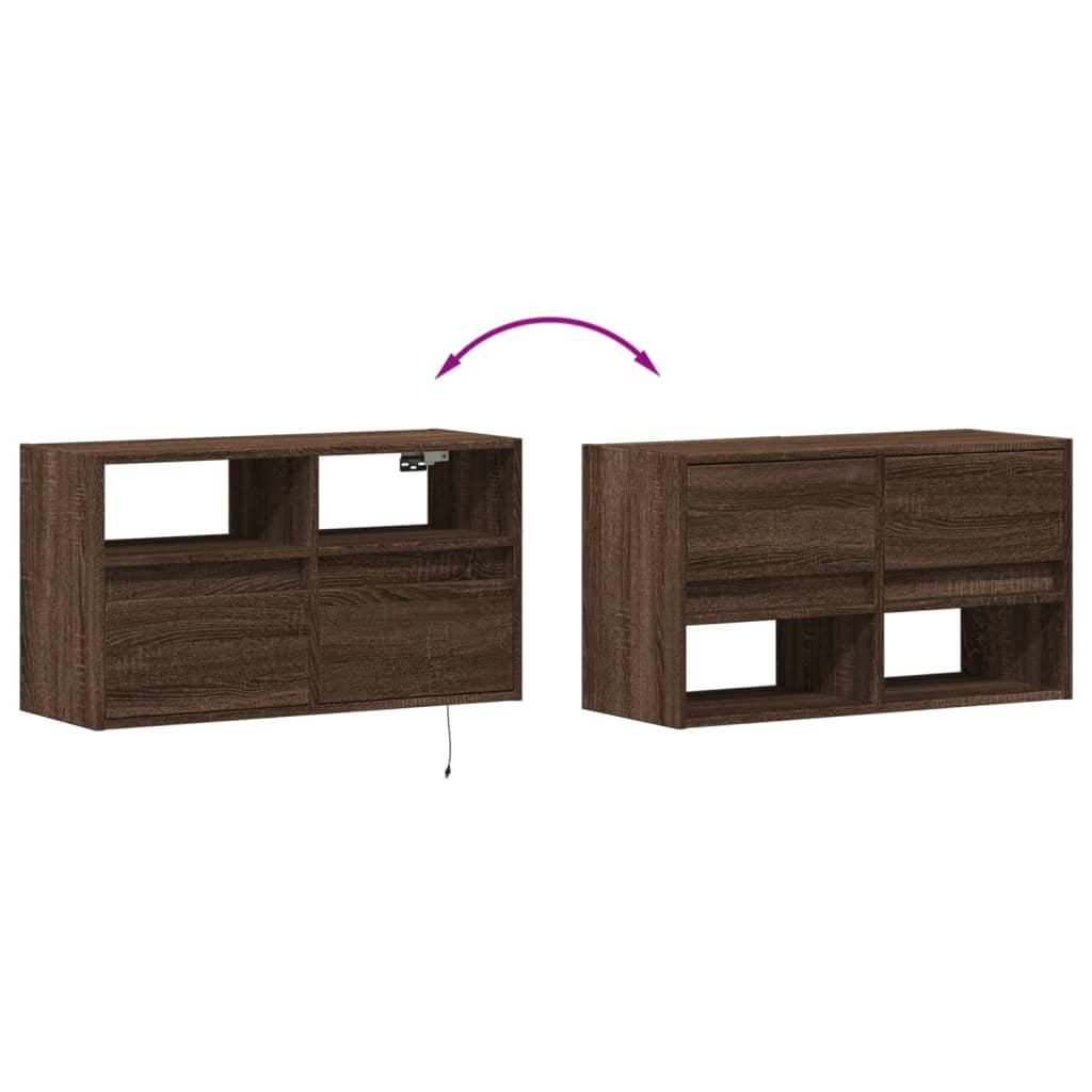 TV-Møbel Brun Eik Tv-benk med LED 80x31x45 cm