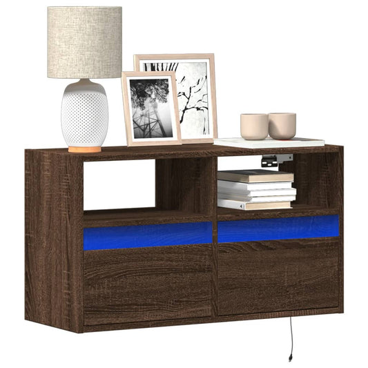 TV-Møbel Brun Eik Tv-benk med LED 80x31x45 cm