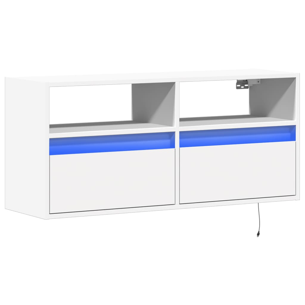 TV-Møbel Hvit TV-benk med LED 100x31x45 cm