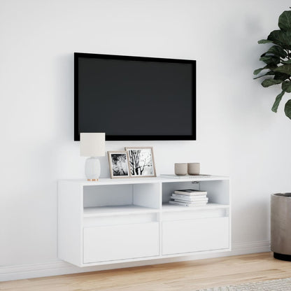 TV-Møbel Hvit TV-benk med LED 100x31x45 cm