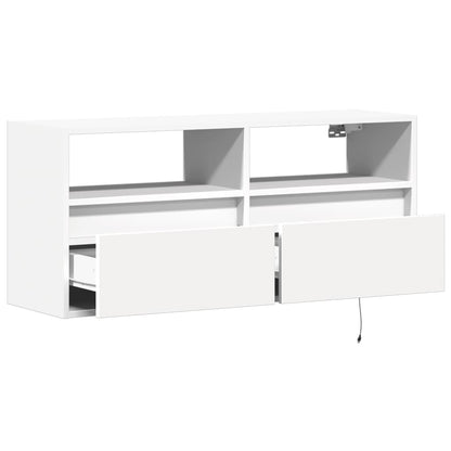 TV-Møbel Hvit TV-benk med LED 100x31x45 cm