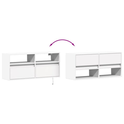 TV-Møbel Hvit TV-benk med LED 100x31x45 cm