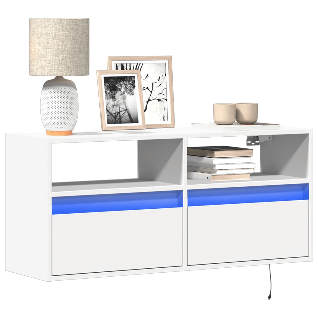 TV-Møbel Hvit TV-benk med LED 100x31x45 cm