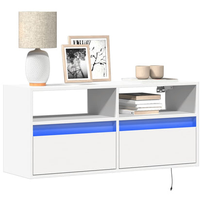 TV-Møbel Hvit TV-benk med LED 100x31x45 cm