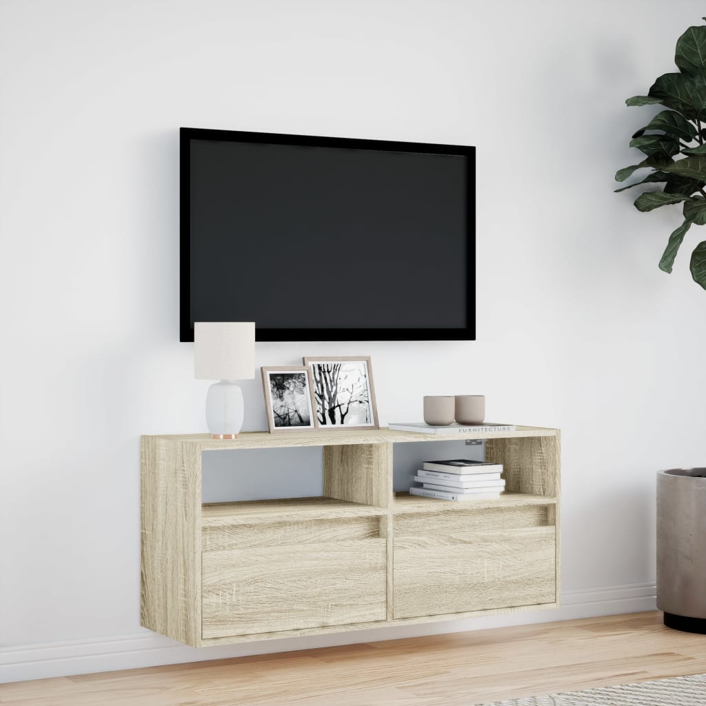 TV-Møbel Sonoma Eik TV-benk med LED 100x31x45 cm