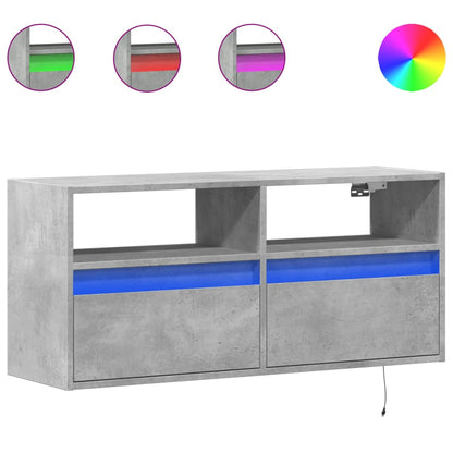 TV-Møbel Betonggrå TV-benk med LED-lys 100x31x45 cm