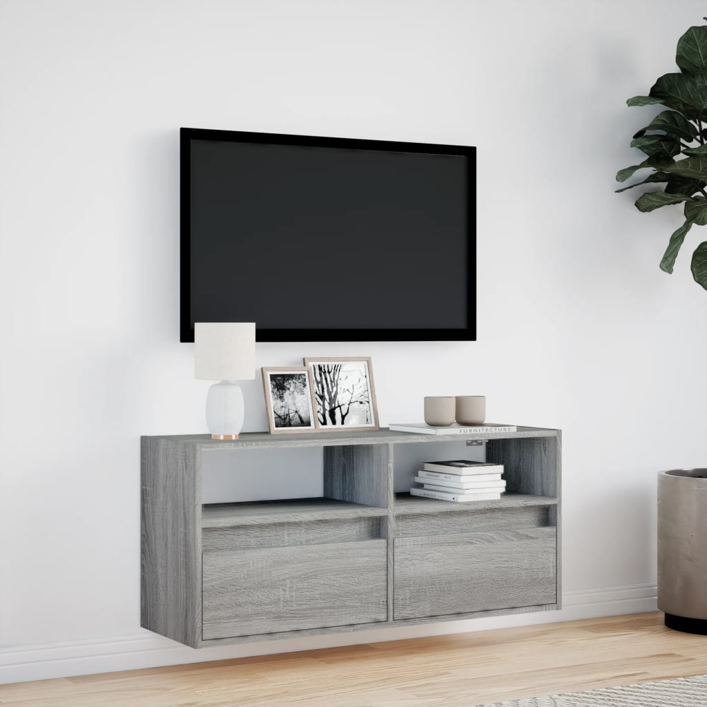TV-Møbel Sonoma Grå TV-benk med LED 100x31x45 cm