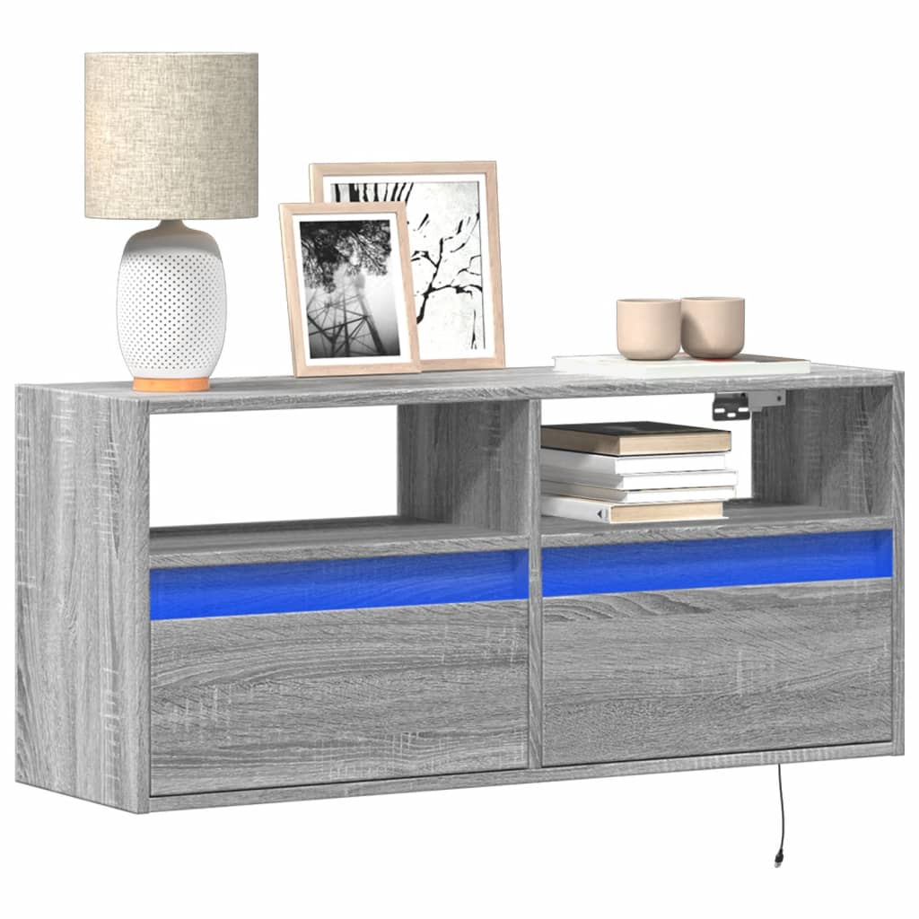 TV-Møbel Sonoma Grå TV-benk med LED 100x31x45 cm