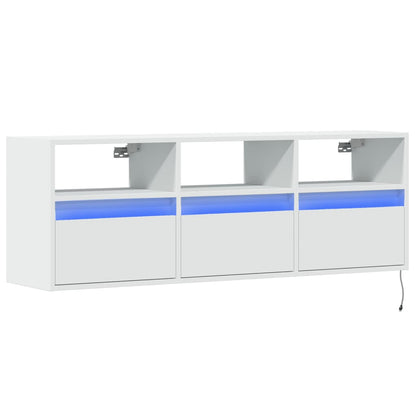 TV-Møbel Hvit TV-benk med LED 130x31x45 cm