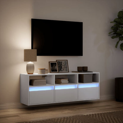 TV-Møbel Hvit TV-benk med LED 130x31x45 cm