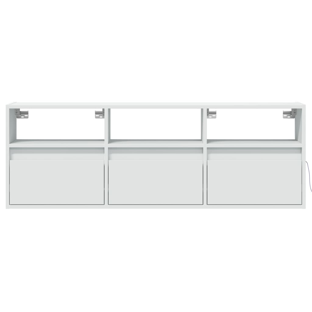 TV-Møbel Hvit TV-benk med LED 130x31x45 cm