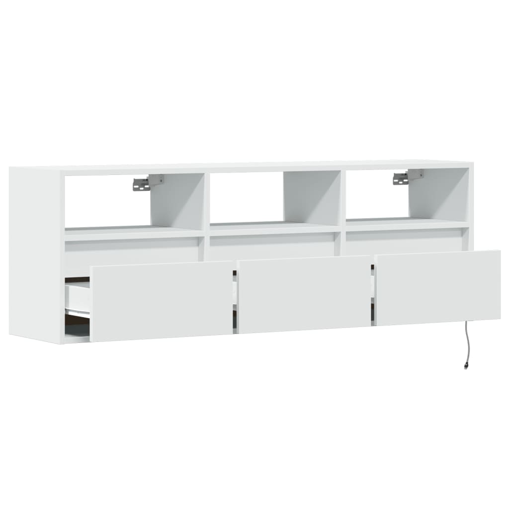 TV-Møbel Hvit TV-benk med LED 130x31x45 cm