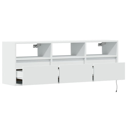 TV-Møbel Hvit TV-benk med LED 130x31x45 cm