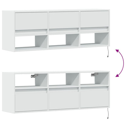 TV-Møbel Hvit TV-benk med LED 130x31x45 cm