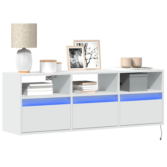 TV-Møbel Hvit TV-benk med LED 130x31x45 cm
