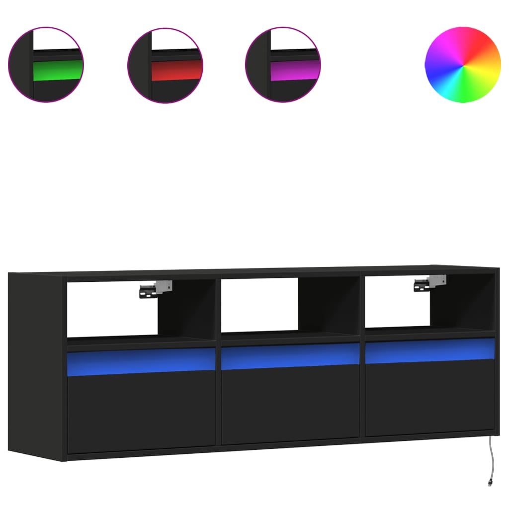 TV-Møbel Svart TV-benk med LED 130x31x45 cm