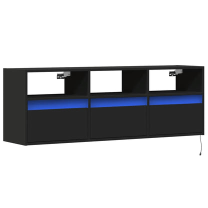 TV-Møbel Svart TV-benk med LED 130x31x45 cm