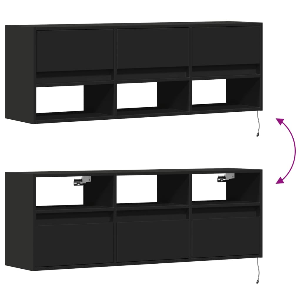 TV-Møbel Svart TV-benk med LED 130x31x45 cm