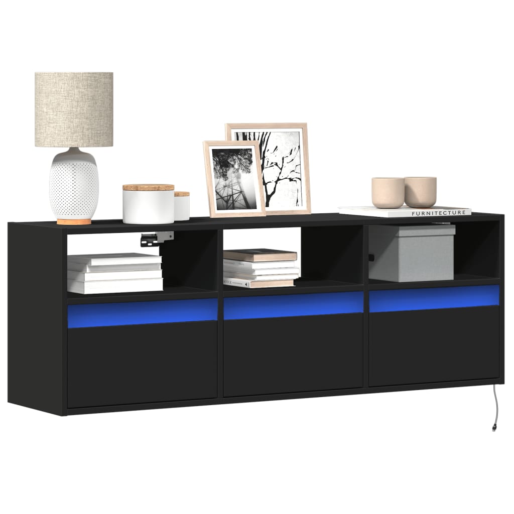 TV-Møbel Svart TV-benk med LED 130x31x45 cm