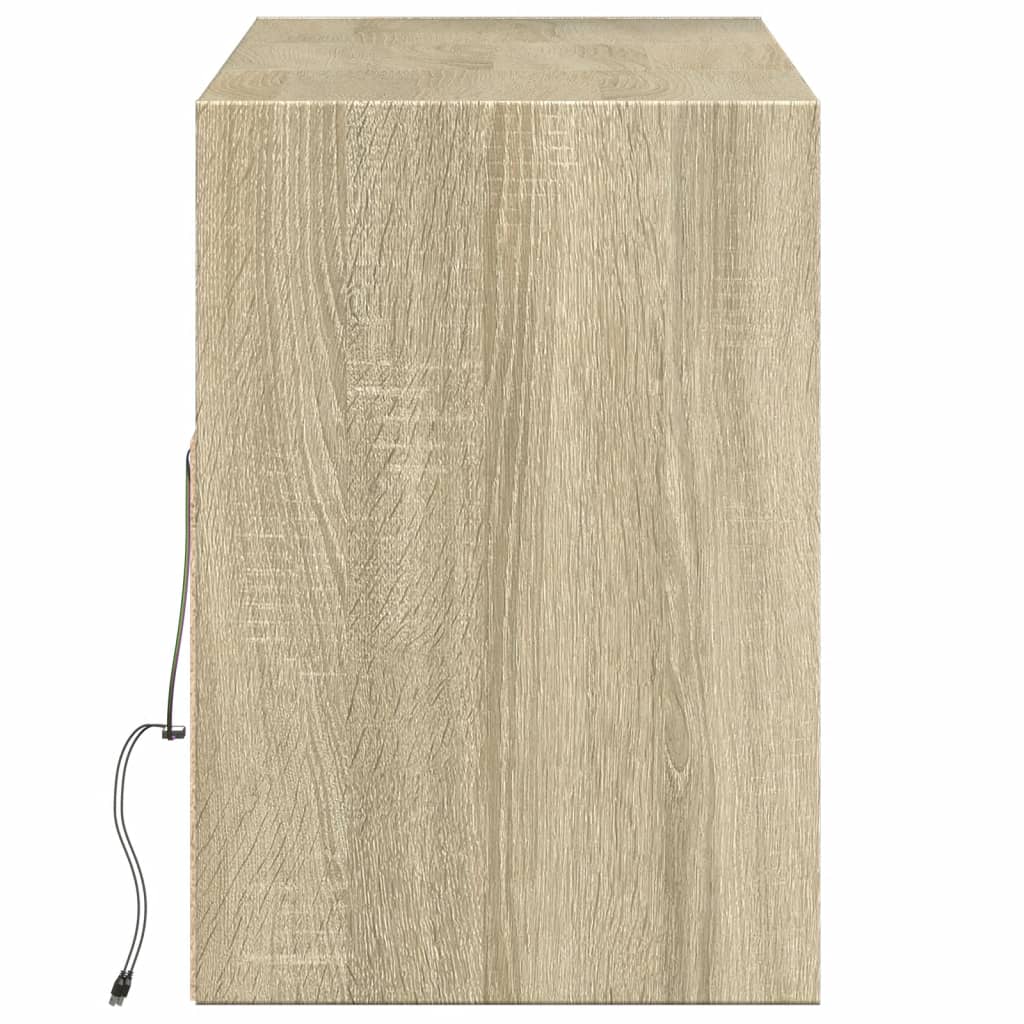 TV-Møbel Sonoma Eik Vegghengt TV-benk med LED 130x31x45 cm