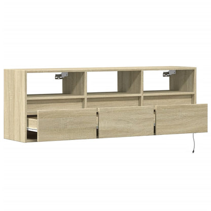 TV-Møbel Sonoma Eik Vegghengt TV-benk med LED 130x31x45 cm