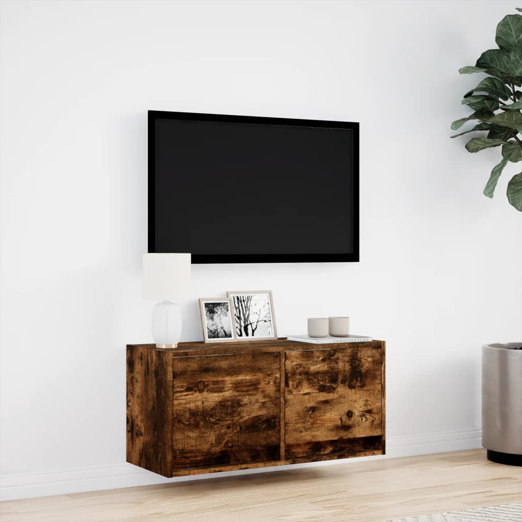 TV-Møbel Røyk Eik Tv-benk med LED 80x31x35 cm