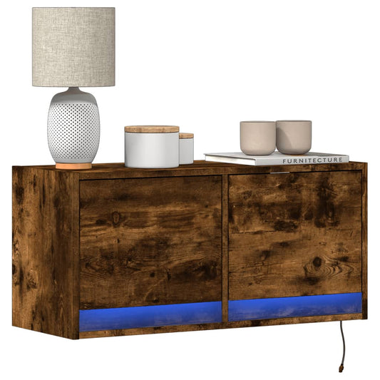 TV-Møbel Røyk Eik Tv-benk med LED 80x31x35 cm