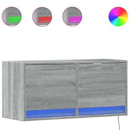 TV-Møbel Sonoma Grå Tv-benk med LED 80x31x35 cm