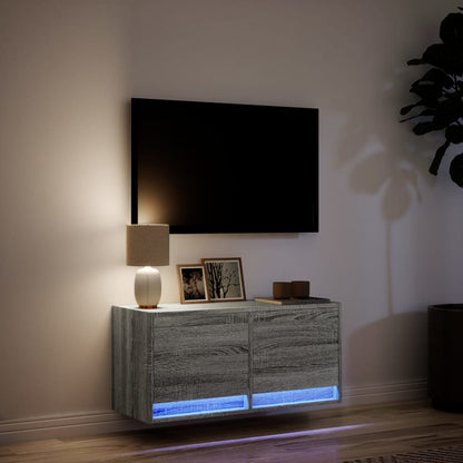 TV-Møbel Sonoma Grå Tv-benk med LED 80x31x35 cm