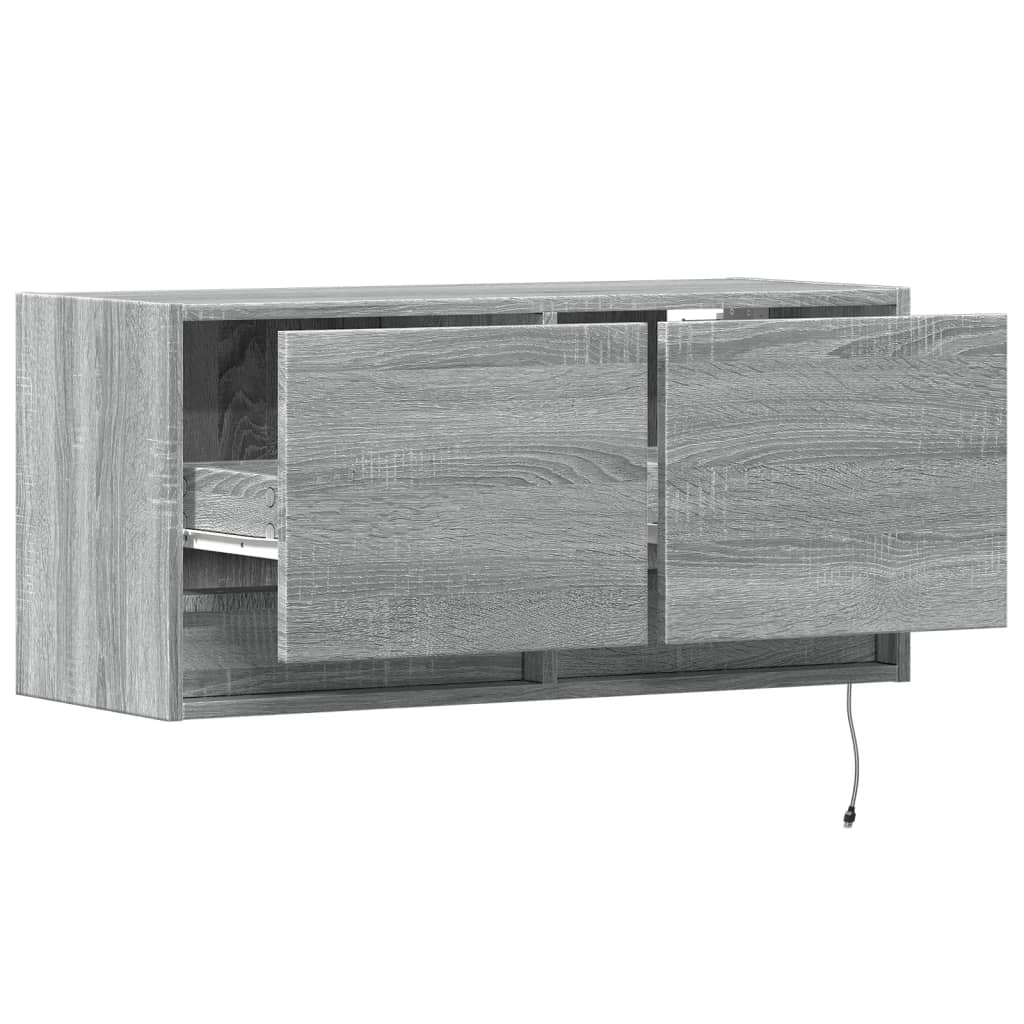 TV-Møbel Sonoma Grå Tv-benk med LED 80x31x35 cm