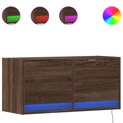 TV-Møbel Brun Eik Tre Tv-benk med LED 80x31x35 cm