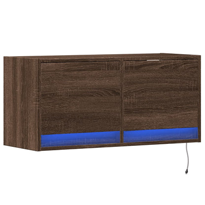 TV-Møbel Brun Eik Tre Tv-benk med LED 80x31x35 cm