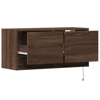 TV-Møbel Brun Eik Tre Tv-benk med LED 80x31x35 cm