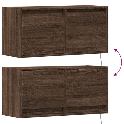 TV-Møbel Brun Eik Tre Tv-benk med LED 80x31x35 cm