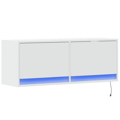 TV-Møbel Hvit Tv-benk med LED 100x31x35 cm